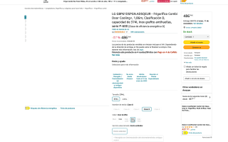 LG GBP61DSPGN 1,86m Clasificación D capacidad de 374l por 486,78€