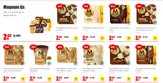 Alle Magnum ijs voor €2,49 bij Dirk