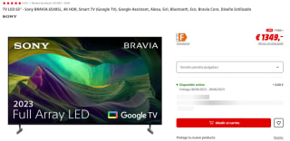 Television LED 65" - Sony BRAVIA 65X85L, 4K HDR, Smart TV (Google TV), Google Assistant, Alexa, Siri, Bluetooth, Eco, Bravia Core, Diseño Estilizado por 1349€