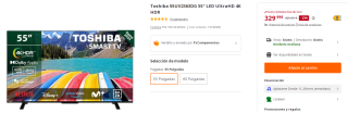 Televisor Toshiba 55UV2363DG 55" LED UltraHD 4K HDR por 329.99€