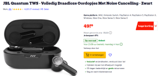 JBL Quantum TWS Draadloze Oordopjes voor €49,99 bij Bol