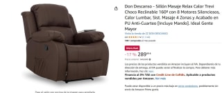 Don Descanso - Sillón Masaje Relax Calor Trevi Choco Reclinable 160º con 8 Motores Silenciosos dos colores a elegir por 289,99€