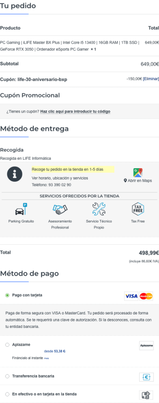 PC de sobremesa i5 13400 RTX 3050 1TB 6000 MB/s 16GB RAM por solo 498,99€