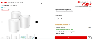 TP-Link Deco X50 - Mesh WiFi - Wifi 6 - 3000Mbps - 3-pack voor €160,32 bij de Mediamarkt