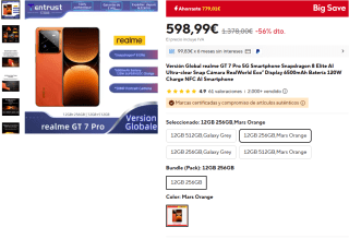 Realme GT 7 Pro 5G de 12GB/256GB por 598,99€