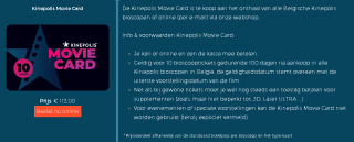 €11,20 per ticket met de Kinepolis Movie Card