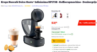Krups Nescafé Dolce Gusto® Infinissima KP173B - Koffiecupmachine voor €33,95 na cashback bijbij Bol.com