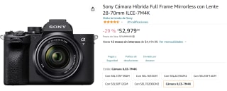 Cámara Sony a7iv a $52,979 en Amazon