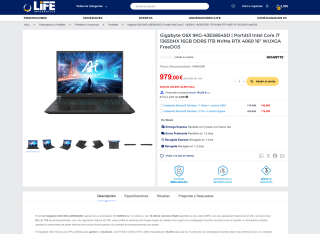 Gigabyte G6X Intel Core i7 13650HX 16GB DDR5 1TB NVMe RTX 4060 por solo 979€
