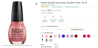 Revlon Esmalte para Unas, Vacation Time 15ml por $15 en Amazon