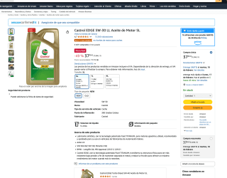 Aceite Castrol EDGE 5W-30 LL de Motor 5L por solo 37,95€