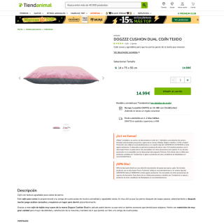 Dogzzz Cushion Dual Cojín Tejido cama perro 75x55x14cm a solo 14,99€