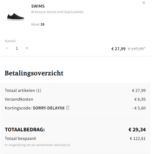 Swims W breeze tennis knit dames schoenen voor €22,39 dmv code bij Otrium