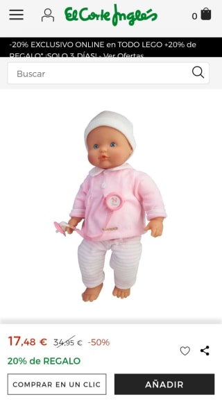 Nenuco Baby Cotton Line 42 cm por 17,48€ + Cupón Regalo del 20%.