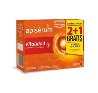 APISERUM Pack Vitalidad Cápsulas Jalea Real con Vitamina C Multivitamínico Vitaminas A,C,D,E,H y grupo B por 13,15€