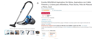 Eureka WhirlWind Aspiradora Sin Bolsa por 68,99€
