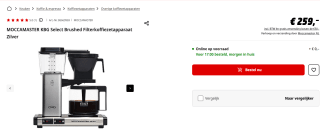 Moccamaster KBG Select - Koffiezetapparaat voor €178,50 bij de mediamarkt