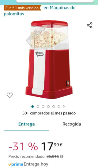 Jocca - Máquina de hacer Palomitas en 3 minutos por 17,99€.