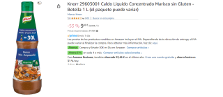 Knorr Caldo Liquido Concentrado Marisco sin Gluten - Botella 1 L por 9.98€