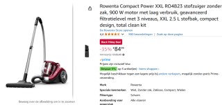 Rowenta Compact Power XXL RO4B23 stofzuiger voor €64,99 bij Amazon