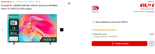 TV QLED 55 - HISENSE 55E7KQ, UHD 4K, Quad Core/MT9602, Smart TV, DVB-T2 (H.265) por 415.24€