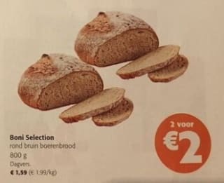 Boerenbrood (800g) voor €1 per stuk bij Colruyt