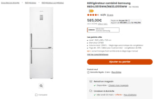 Réfrigérateur combiné SAMSUNG RB34J3515WW/RB33J3515WW à 585€