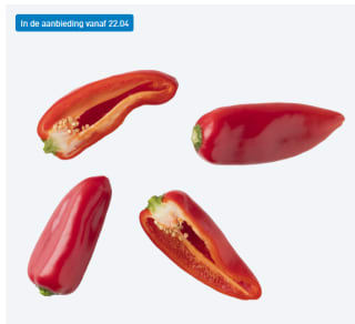 500 Gram Rode puntpaprika's voor €1,49 bij de Aldi