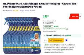 Mr. Propre Ultra Allesreiniger & Ontvetter Spray - Citroen Fris - Voordeelverpakking 10 x 750 ml bij Bol.com