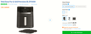 Tefal EY 5058 Easy Fry & Grill XL Precision zwart voor €69,99 na cashback bij Coolblue