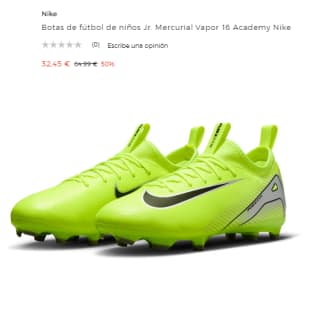 Botas de fútbol de niños Jr. Mercurial Vapor 16 Academy Nike por 32.45€