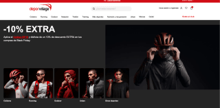 Black Friday Código 10% extra Descuento ropa y accesoiros deportivos en Deporvillage