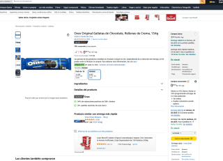 Oreo Original Galletas de Chocolate Rellenas de Crema 154g por solo 0,95€