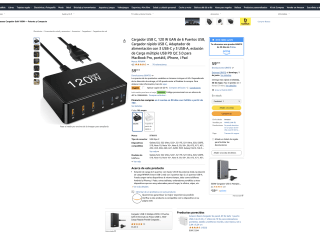 Cargador USB C 120W GAN de 6 Puertos USB por solo 23,99€