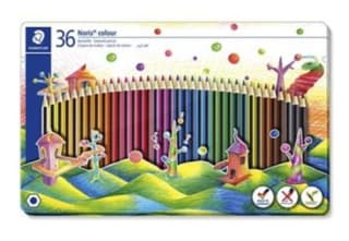 Caja de metal STAEDTLER 36 lápices colores ecológicos por 7€.