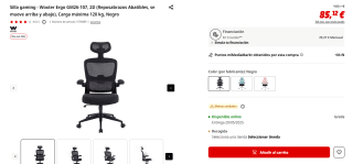 Silla gaming Woxter Ergo GM26-107, 2D, Carga máxima 120 kg por 85,12€