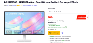 LG UltraFine 27US500-W - 27 inch - 3840 x 2160 (Ultra HD 4K) - IPS-paneel voor €189 bij Bol