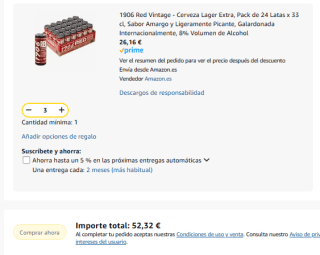 72 latas 1906 Red Vintage - Cerveza Lager Extra 33 cl por 52,32€