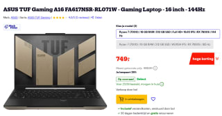 ASUS TUF Gaming A16 FA617NSR-RL071W - Gaming Laptop voor €749 bij Bol