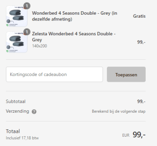 1+1 gratis op Wonderbed 4 Seasons dekbed bij Zelesta
