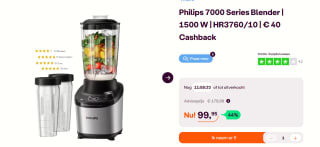 PHILIPS 7000 Series HR3760/10 High-speed blender voor €59,95 na cashback bij ibood