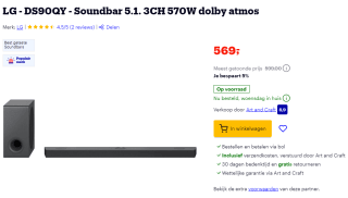 LG DS90QY soundbar voor €569 bij Bol