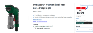 PARKSIDE® Wasmondstuk voor nat-/droogzuiger voor €14,99 in de Lidl webshop