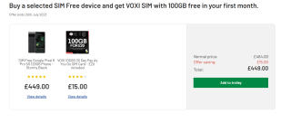 Google Pixel 6 Pro 5G 128GB + 100GB Voxi Data sim for £449 at Argos