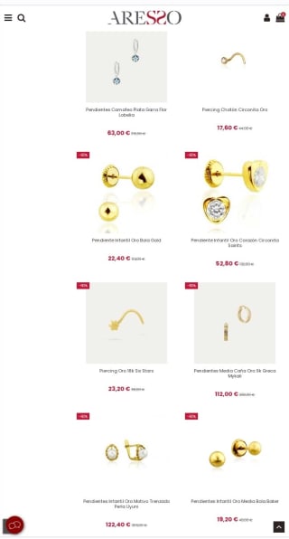 Hasta el -70% de Descuento en Pendientes desde Joyerías Aresso.