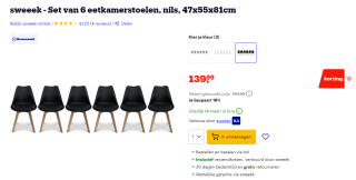 Set van 6 Sweeek eetkamerstoelen voor €139,99