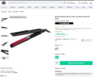 Prancha da Philco, modelo Cherry Ceramic Red - R$ 69,90