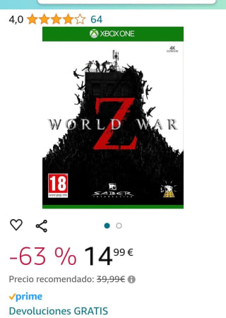 World War Z Xbox One por 14,99€.