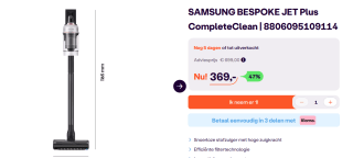 Samsung Bespoke Jet Plus met All-in-One Clean Station, 580 W voor €369 bij Ibood