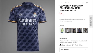 Adidas Camiseta segunda equipación Real Madrid 23/24 por 50€